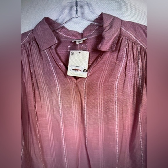 ANA A New Approach Womens Rayon Cotton Ballon Sleeve Pink Blouse Sz L NWT - Picture 6 of 11